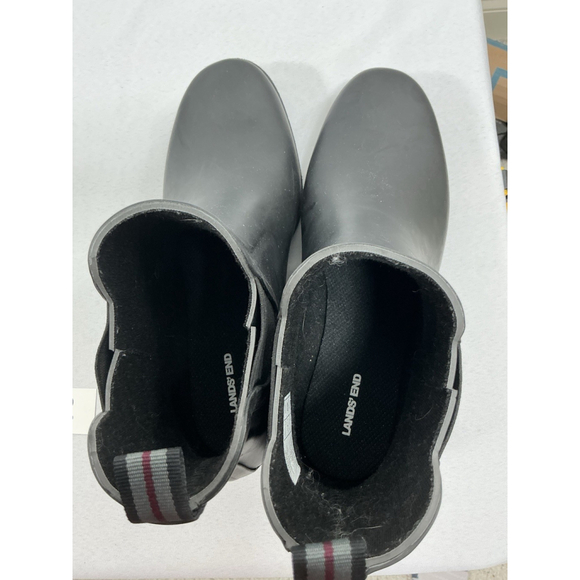 Womans Lands End Pullon Ankle Rainboots 9 Black Elastic Ankle NWOT - Picture 6 of 9